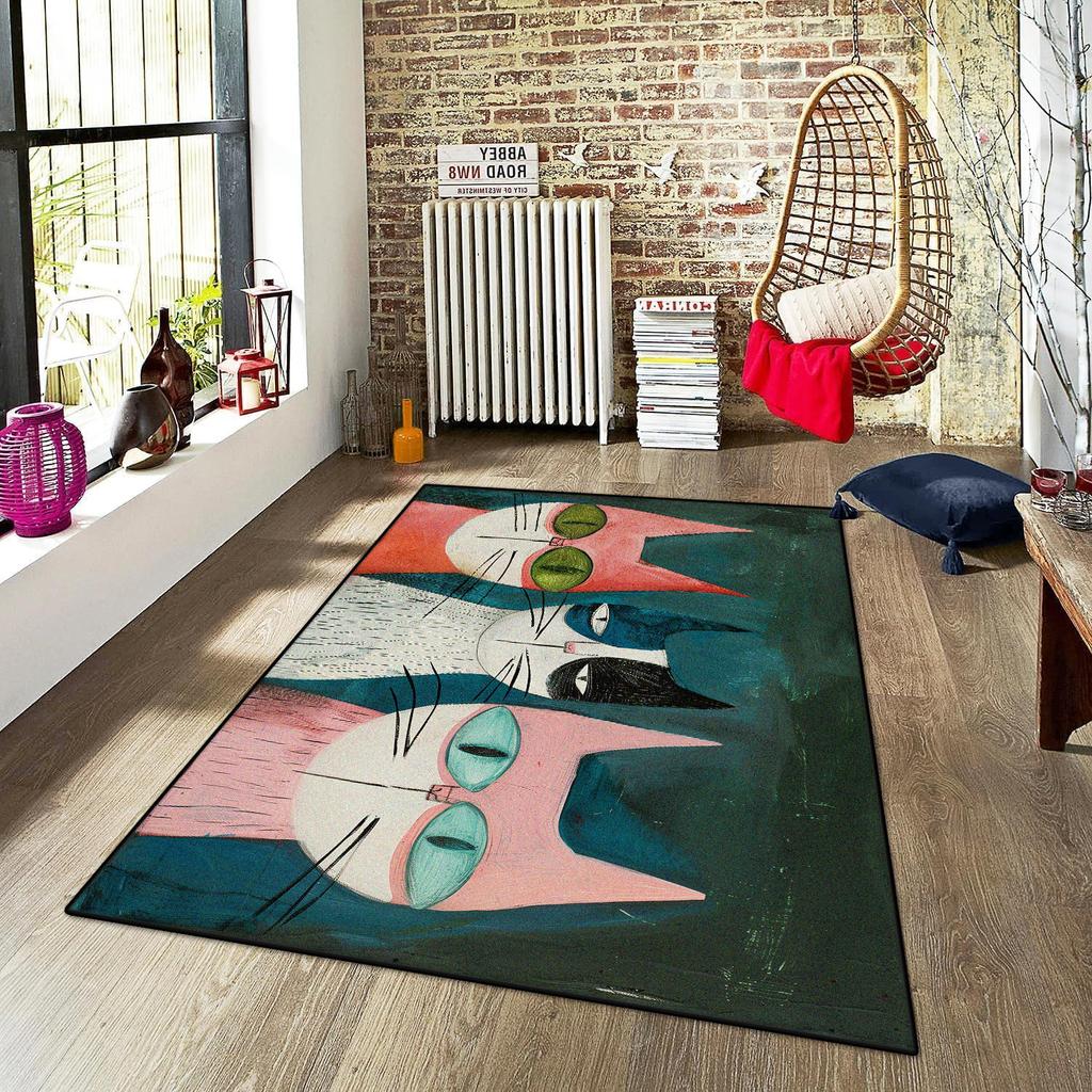 Cute Cat Carpet Minimalist Design Cat Line Room Decorative Modern Rug Home Decor Non-Slip Cloakroom Floor Mat Room Aesthetic
