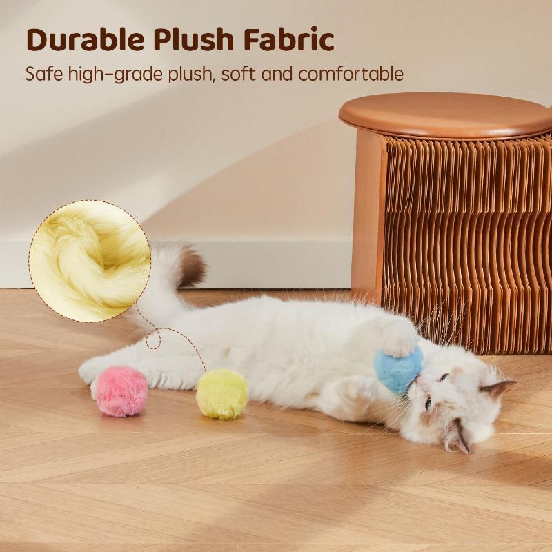 Katzenspielzeug Ball mit Geräusch, Zwitscherndes Katzenspielzeug mit Katzenminze, Interaktiver Kätzchen Plüschtierball für Wohnungskatzen