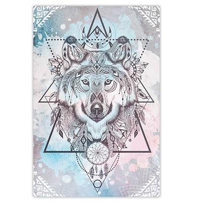 [Q3250] - Leinwand 'Boho' blaugrau (Wolf) - 60x40 cm