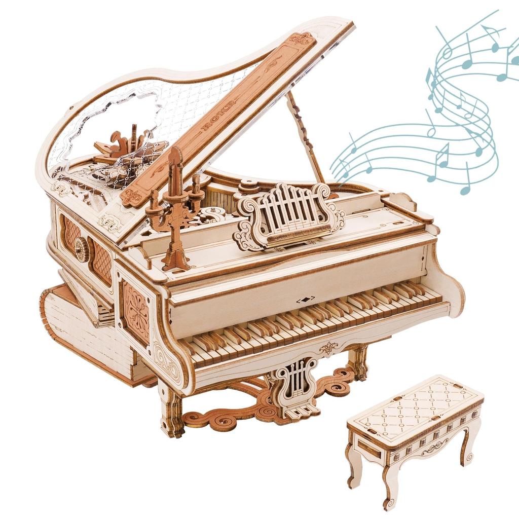 Rokr Magic Piano Mechanical Self-playing Music Box for Kids and Adults Building Block Kits Toys 3D Wooden Puzzle AMK81