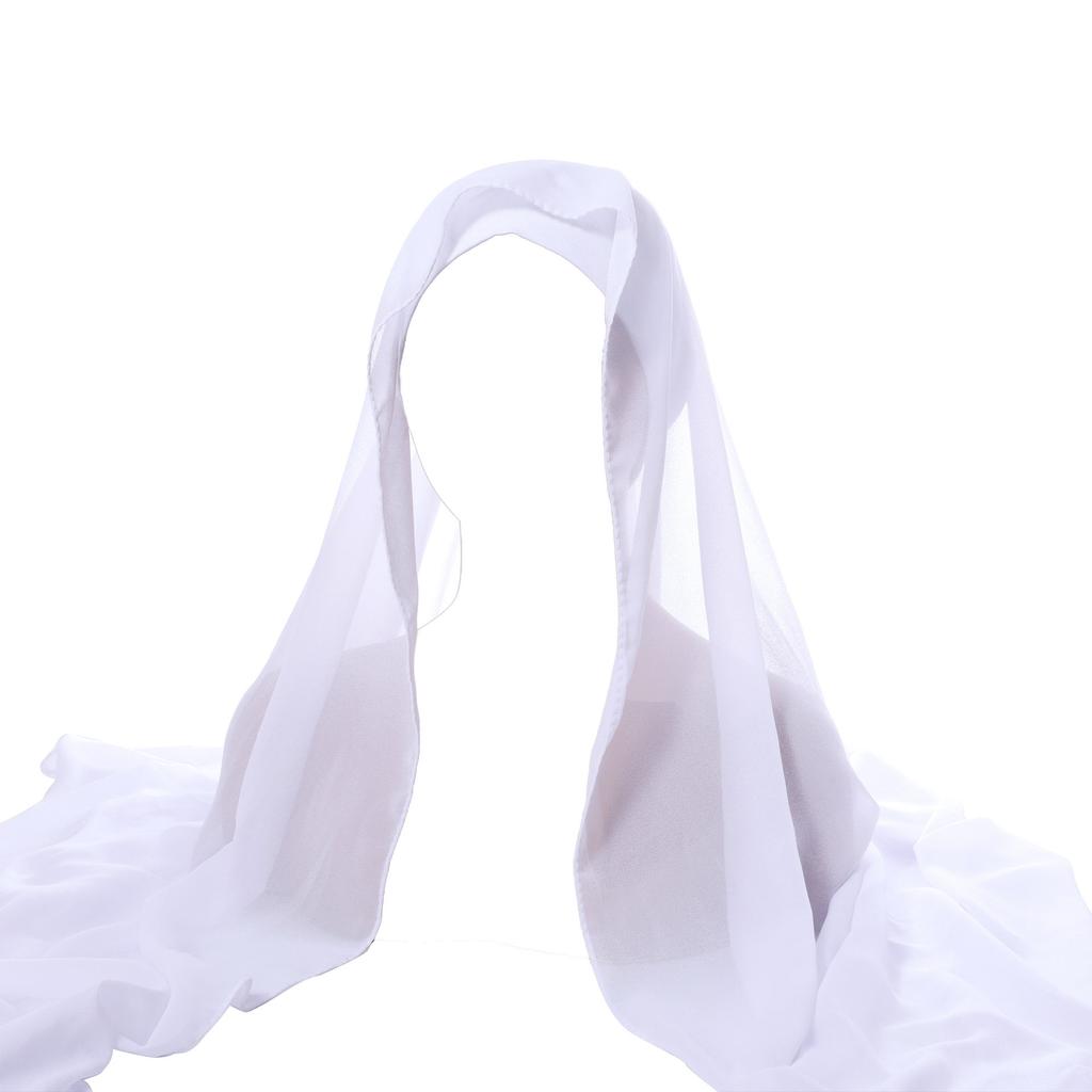 Neues Chiffon-Kopftuch mit Falten und Kordelzug, Set mit einfarbigem Perlen-Chiffon-Kopftuch und gefaltetem Unterkappenset