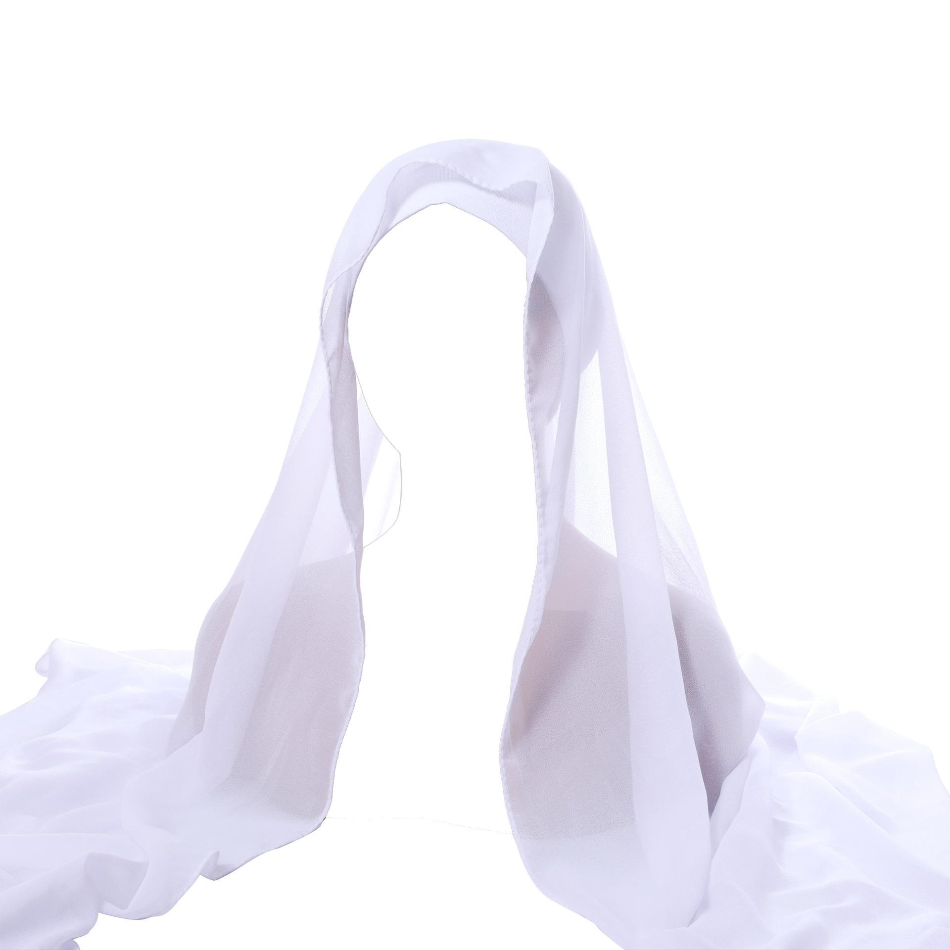 Новый шифоновый головной платок со сборкой на кулиске, комплект шапочек, однотонный жемчужный шифоновый головной платок, плиссированная базовая шапочка, комбинация 175X70CM