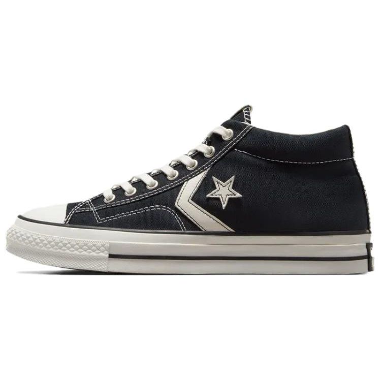 Converse Star Player 76 Comfortable Versatile Durable Mid-Top Canvas Shoes Unisex Sneakers Black White A06920C