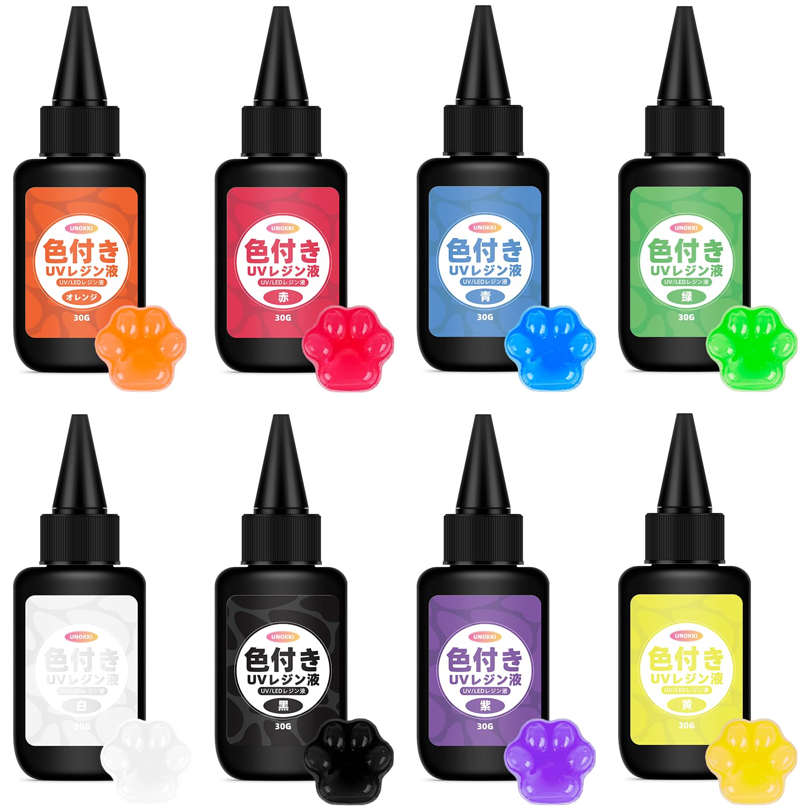 

UNOKKI Resin 8 Colors 240g Color Resin Liquid Hard UV Resin Liquid Jewelry Fast Hypoallergenic Color Resin Liquid Casting and Crafts and Decoration