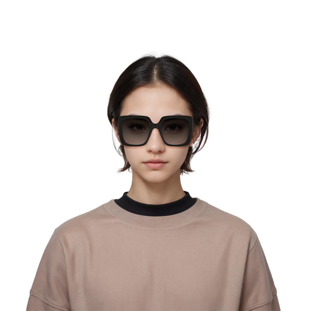 GUCCI Diamond-set logo square-frame sunglasses with plate frame women's black and gray