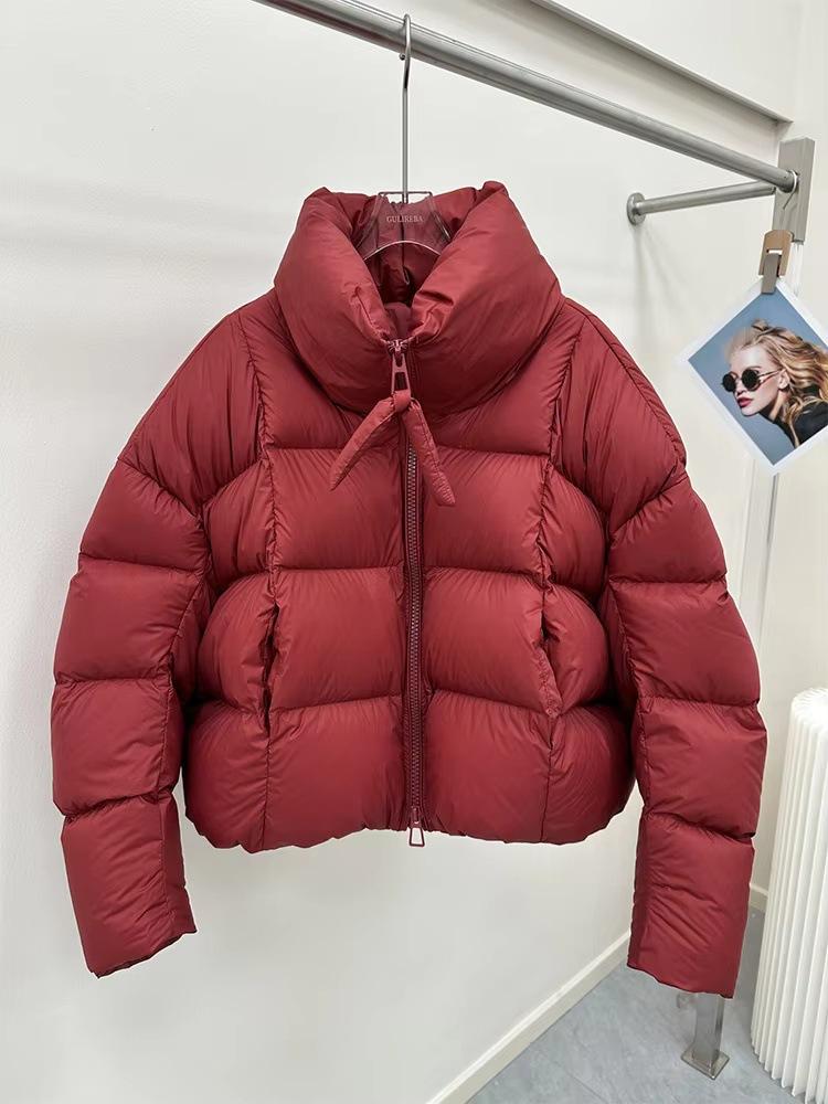 Autumn and winter new puff white duck down jacket women's short small stand-up collar bread jacket thickened warm jacket
