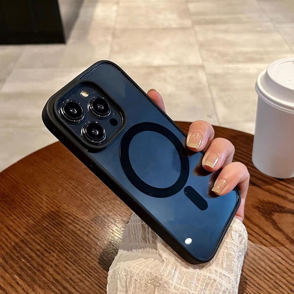 

Акриловый магнитный чехол для телефона с большим отверстием для iPhone 11 13 XR 15 14 Pro Max iPhone 12 Samsung S24 S23 S22 Plus с защитой от падений и магнитной водонепроницаемостью Samsung S25 Ultra чёрный