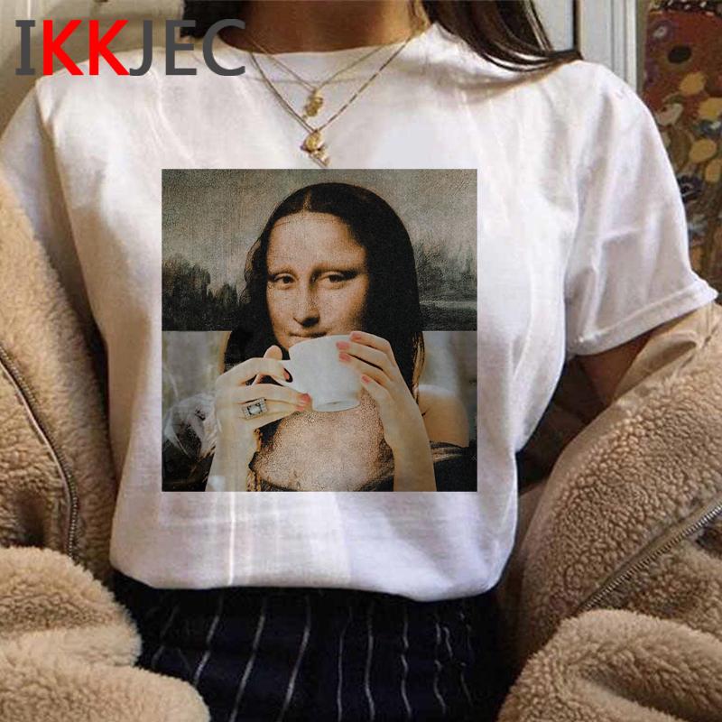 Vintage Aesthetic Mona Lisa Tshirt For Unisex Funny Cartoon Design Harajuku Graphic Fashion Ladies Streetwear Top
