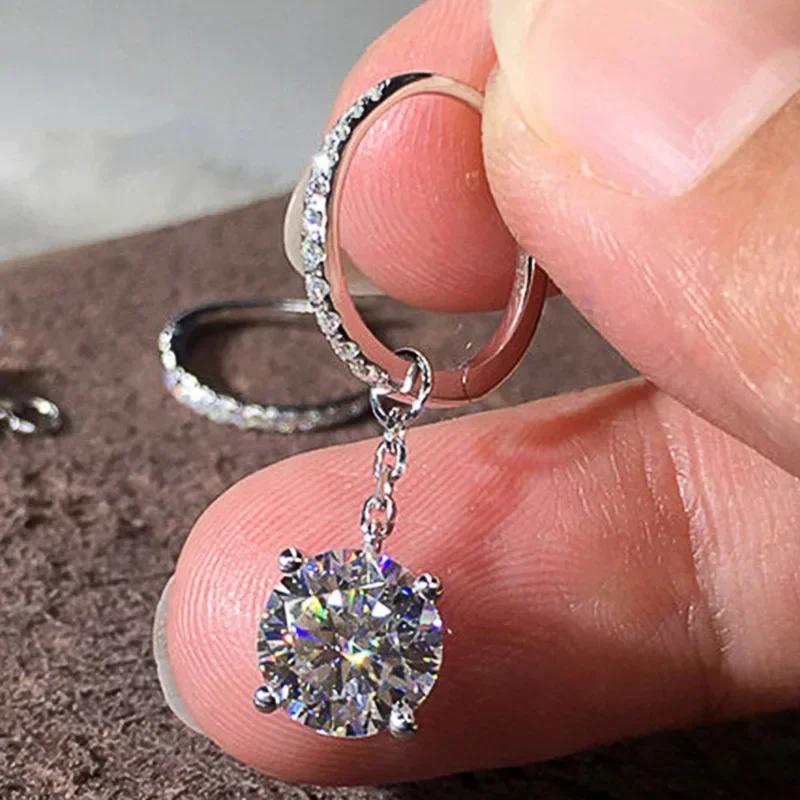 Engagement Mid Length Pendant Earrings Jewelry Elegant Shiny Mosan Diamond Beautiful Gift Milan Girl Fashion Accessories