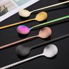 6Pcs Matte Black Long Hangdle Spoon For Stirring Drink Steainless Steel Gold Dinnerware Tableware Cutlery Ice Cream Spoon Set