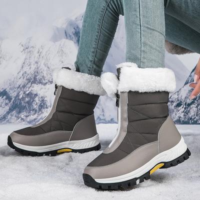Zimné Nové Dámske Čižmy Hrubá Podrážka Topánky na Zips Teplé Vysoké Snehule Outdoorové Biele Plyšové Pohodlné Nepremokavé Kožušinové Topánky na Chôdzu