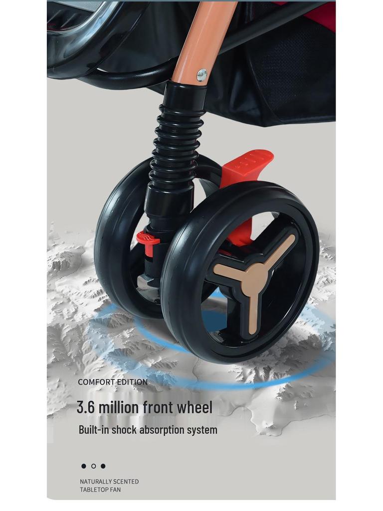 Newborn 4-Season Stroller: Foldable, Spacious, Shock-Absorbing for Sitting & Lying Down.