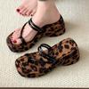 Fashion Leopard High Heels Women Slippers Platform Fashion Shoes Clip Toe Woman Sandals 2025 Summer Trend Designer Dress Mujer Zapatos