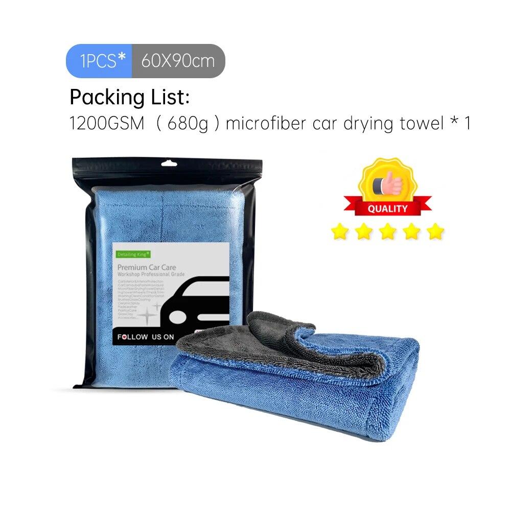 Детализация King 1200GSM микрофибра автомобильное сушильное полотенце с двойной скруткой — фото 10