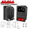 AC Power Socket Rocker Switch Inlet Power Plug C13 C14 Socket 3Pin AC Electrical Connector with 250V 10A Fuse and Red Lamp