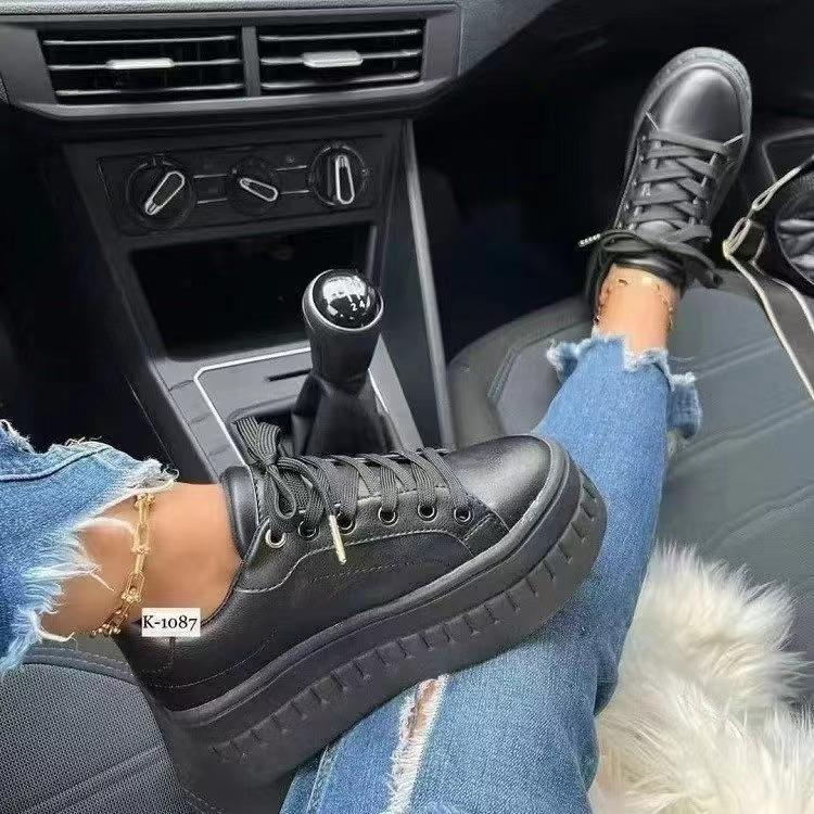 2024 autumn new large size single shoes women's new round head platform casual viscose shoes single shoes spot