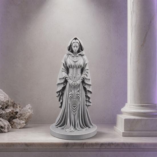 3D Printed Witch Statue, European Style Mysterious Witch Figurine with Fine Texture & Stable Base, Compact Desktop Ornament for Study Bedroom