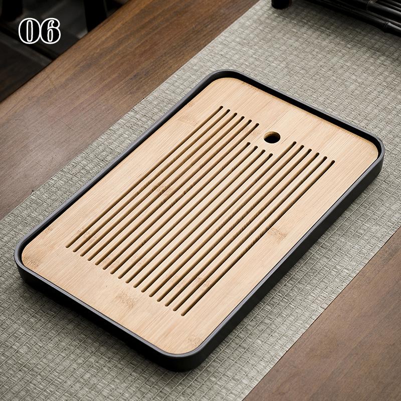 2025 Neo-Chinese Bamboo Tea Tray Kung Fu Tea Set Tray Hollow Out Grid Disk Quick Drainage Storage Tea Tray Dry And Wet Dual Use