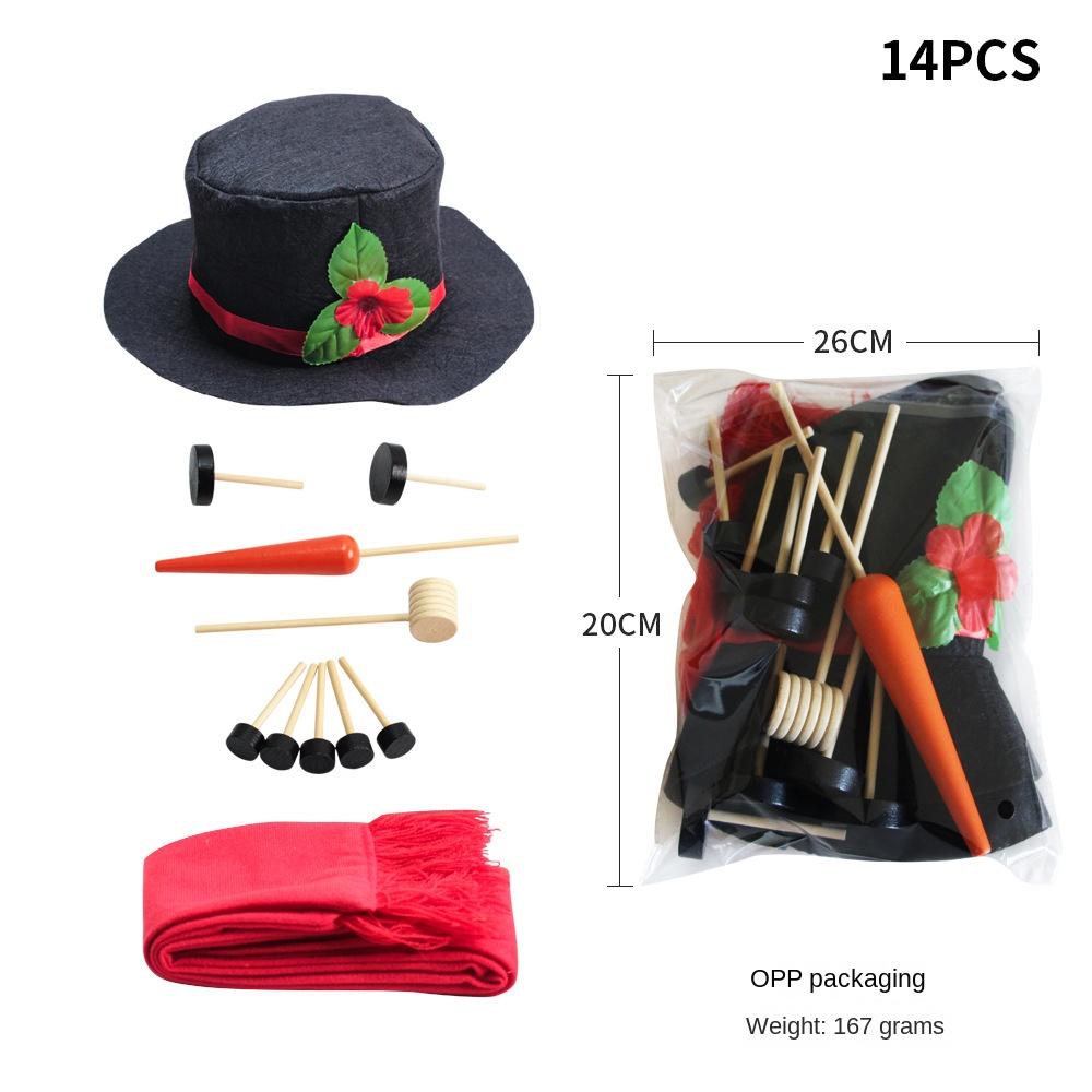 Party Upgrade Christmas Snowman Dress Up Set Combination Wooden Button Pipe Hat Scarf