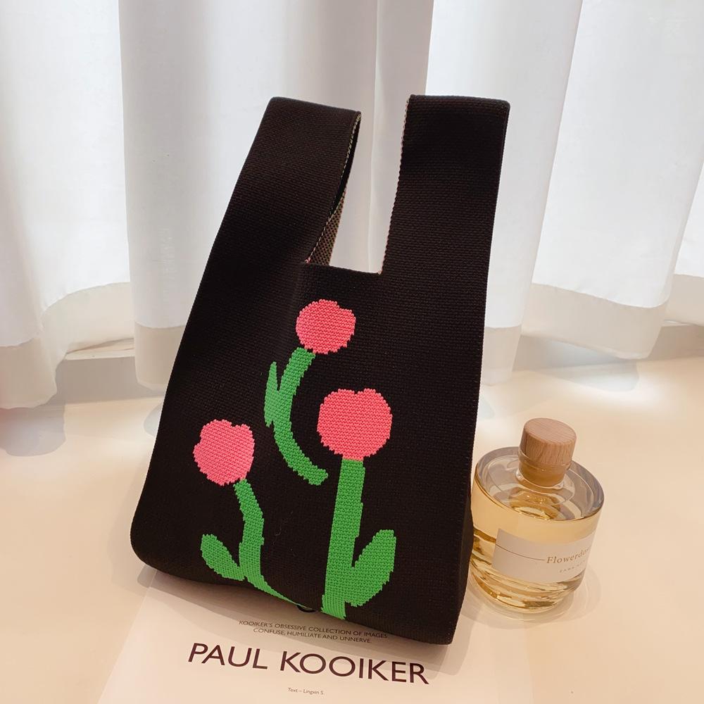 Large Capacity Knitted Bag Women'S Knitted Handbag Tote Bag Portable Storage For Outdoor Use Soft Woven Versatile And Cute Bag