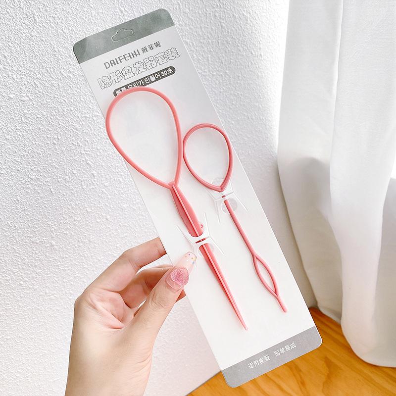 Children's Hair Updo Tools: Braiding Needle & Ponytail Threader for Girls