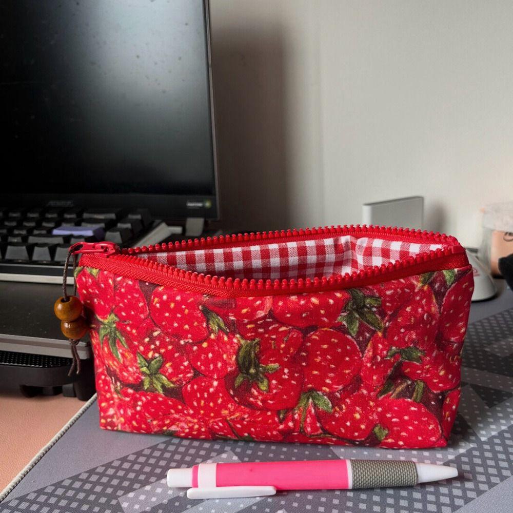 Zipper Design Pencil Case Large Capacity Makeup Pouch Trendy Pen Bag Gift