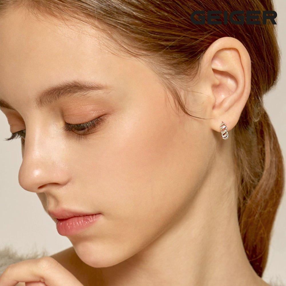 Moire One-Touch Silver Earrings Gisvee108