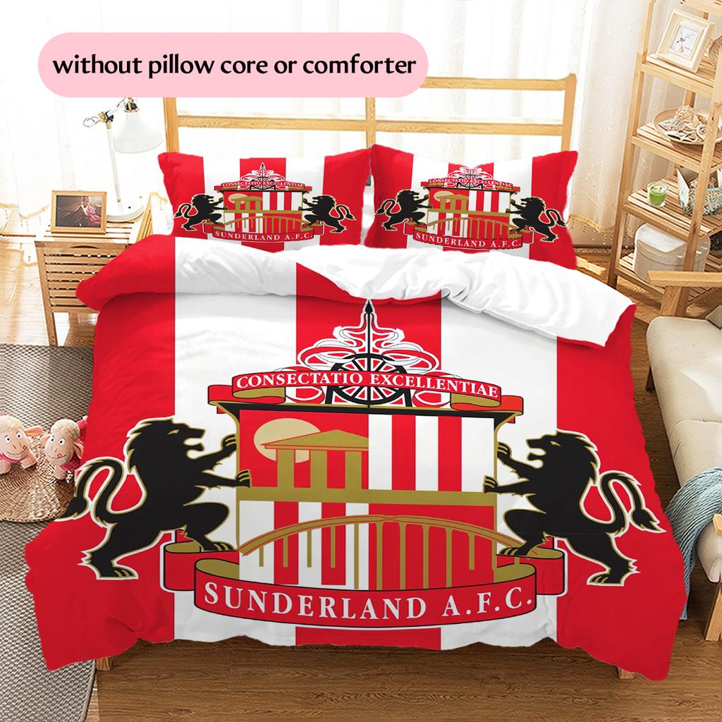 Sunderland AFC Pattern Bedding Quilt Set Home Decoration Gift (1 * Duvet Cover + 2 * Pillowcase Without Core)