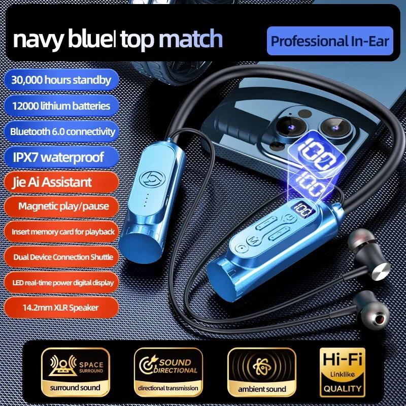 12000mAh 30000Stunden Wiedergabe Kabellose Bluetooth-Kopfhörer Magnetisches Sport-Lauf-Headset Nackenband Sport-Ohrhörer Geräuschunterdrückung
