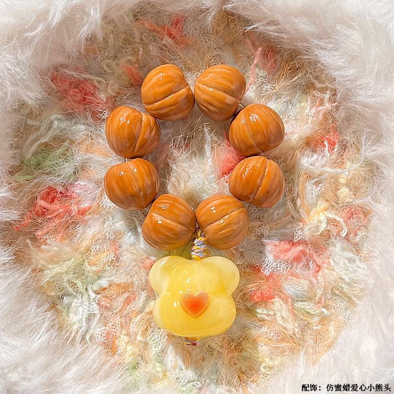 

Cute star-shaped charm engraved with a heart, peach-shaped monkey head, small hand-twisted bracelet for men and women, Buddhist prayer beads, Little Cute Bear | Le Xi1