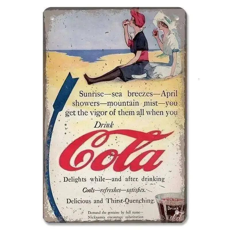 Vintage Metal Tin Signs Soft Drinks Poster with Retro Girls Drinking Cola Bottles Perfect Wall Decor for Bar Pub Club Res 26T0104 26T0104
