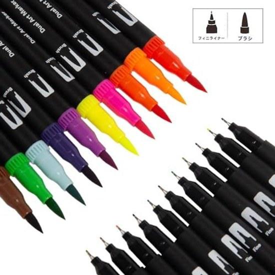 Color watercolor pens 36-color set brush marker water-based illustration art markers dual-tip bold fine drawing coloring supplies office childrens