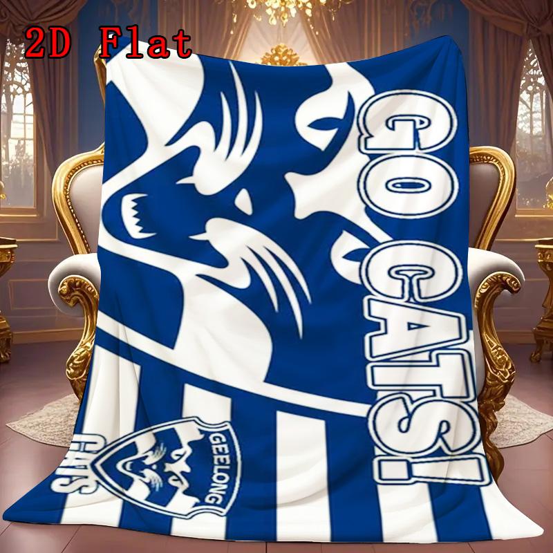Geelong Cats 2D Flat Pattern Flannel Blanket High quality All Seasons Warmth and Comfort Perfect for Christmas Gifts.