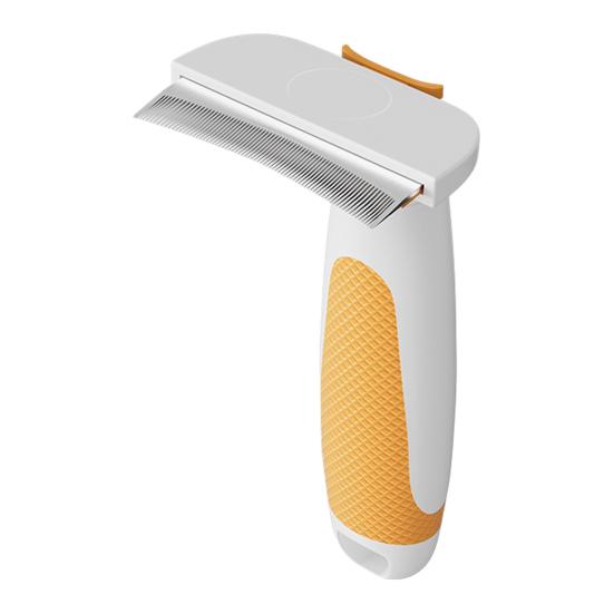 

Pet Detangling Comb Self-Cleaning Cat Deshedding Brush Curved Head Pet Grooming Brush Removes Loose Fur And Tangles for Dogs Cats жовтий