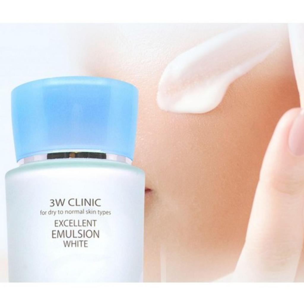 3W Clinic Excellent White Skincare Set (Skin Toner 150ml + 30ml / Emulsion 150ml + 30ml / Cream 50ml)