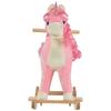 Kinder Plüsch Schaukelpferd Reittier Einhorn mit Geräusch Bewegendem Mund Wedelndem Schwanz Kinder Schaukeltier Spielzeug Geschenk 3-6 Jahre Rosa