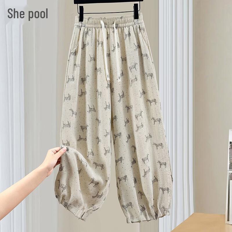 Women s Ethnic Print Drawstring Cropped Pants XL