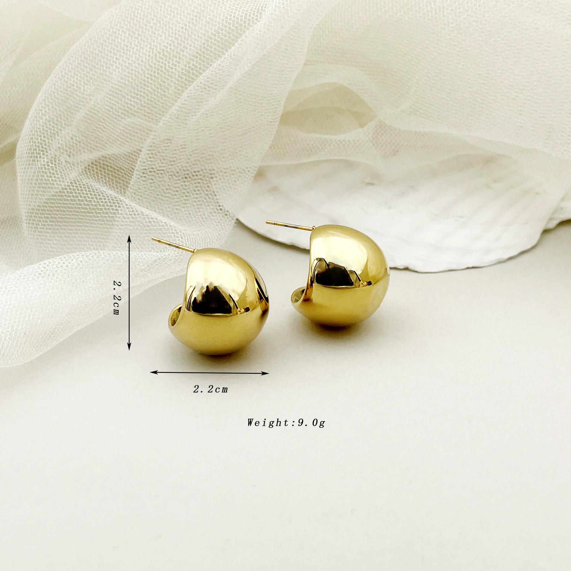 

Solid Geometry Round Drop Earrings for Women Retro Lightweight Earrings Personality Trendy Golden Copper Color Irregular Zircon