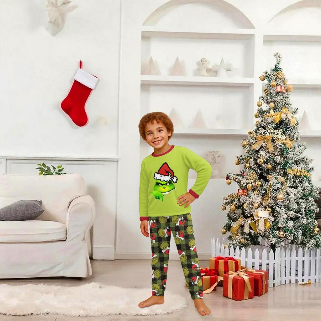 Christmas Printed Parent-child Plush Home Wear Set