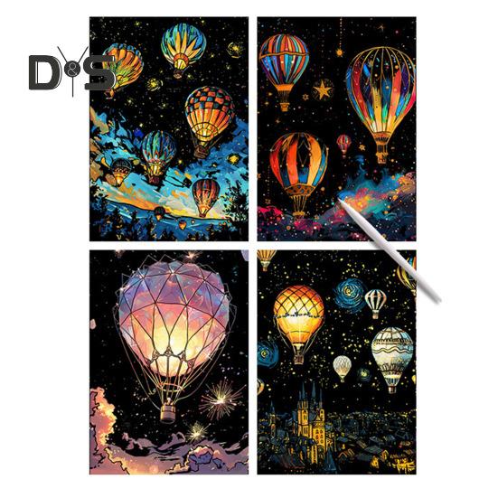 

Набор из 4 листов бумаги для рисования скретч-бумагой формата А4, набор для рисования радужной доской с инструментами для взрослых, набор для рисования для снятия стресса жёлтый