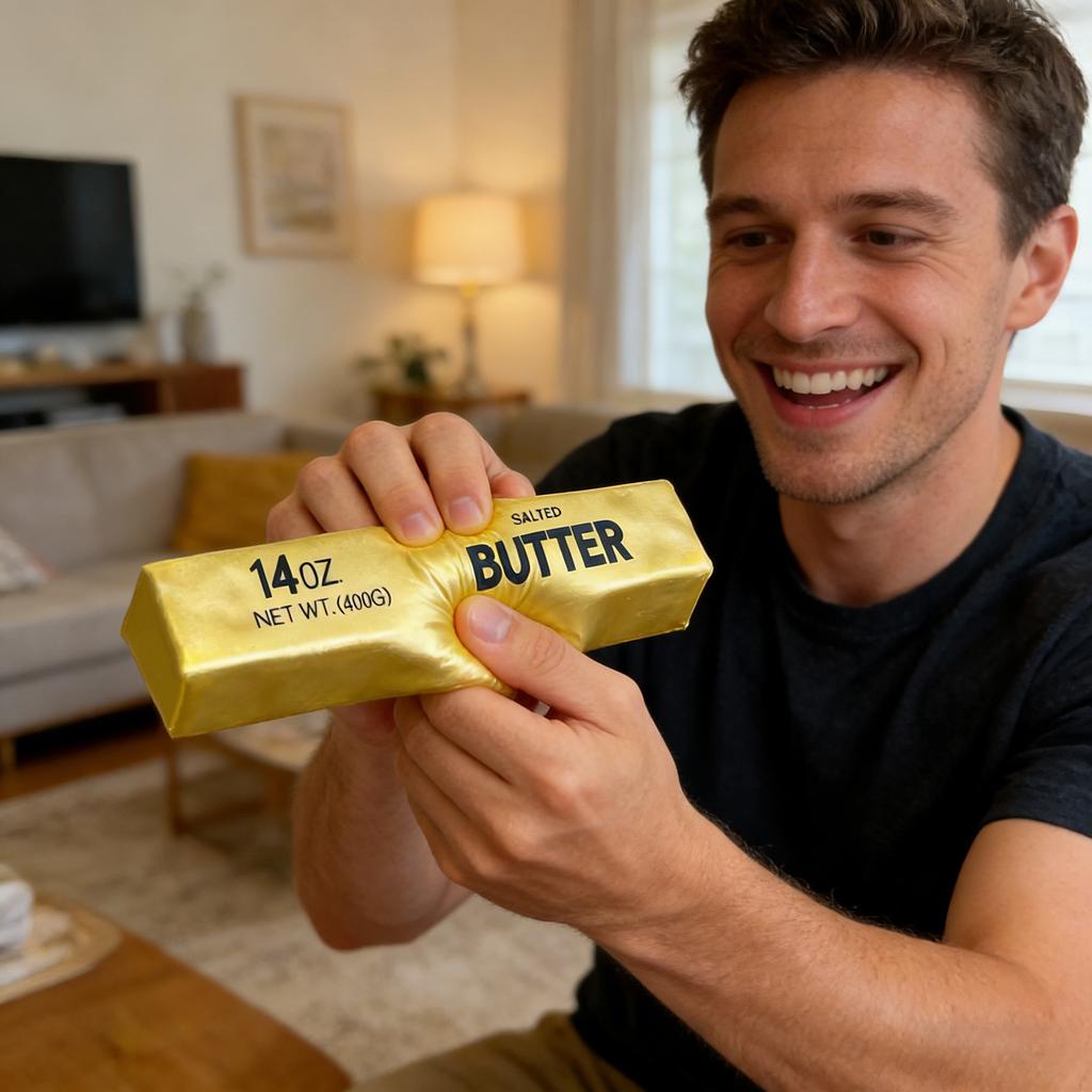 Butter Stick Stress Relief Toy 23cm Realistic Squishy Simulation Butter Bar for Desk Decoration and Hand Exercise