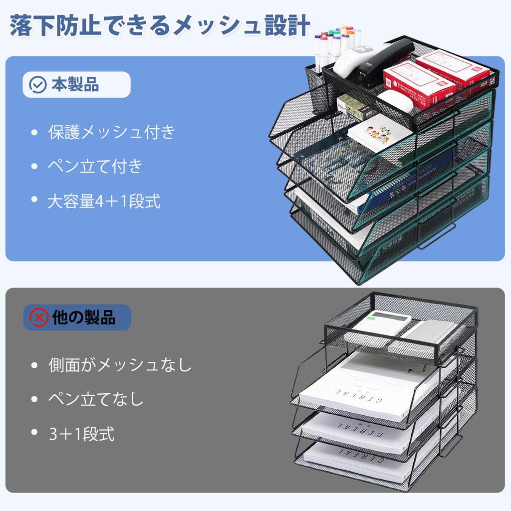 YGORTECH Document A4 Letter Vertical Letter Desktop Document Stackable Document Storage Case with Pen Mesh Metal Document Small Item Storage for and