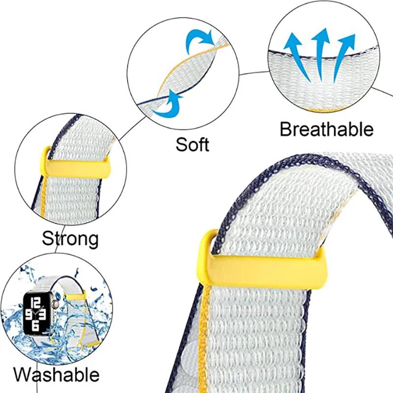 Nylon Band for Apple Watch Strap 49mm 45mm 41mm 44mm 40mm 42mm 38mm Adjustable Elastic Bracelet iWatch Ultra Series 3 4 5 SE 678