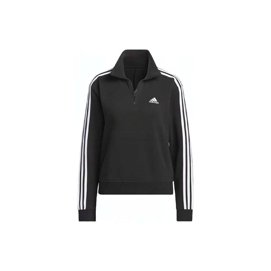 Adidas Essentials 3-Stripes Quarter-Zip Sweatshirt Women Sweatshirt Black IC8780