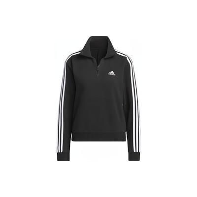 Essentials 3-Stripes Quarter-Zip Sweatshirt Women Sweatshirt Black IC8780