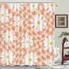 Pink Shower Curtain,Mushrooms Flower Floral Bath Curtain,Retro 70S Hippie Groovy Shower Curtains For Girls Bathroom Decor