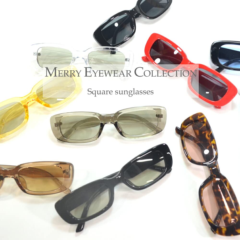 MERRY PLEASURE Sunglasses for Men and Light Demi Clear 2117 Women, Square, Light-Tinted Lenses, Colors, Black, Smoke, Gray, Blue, Brown, Frame,