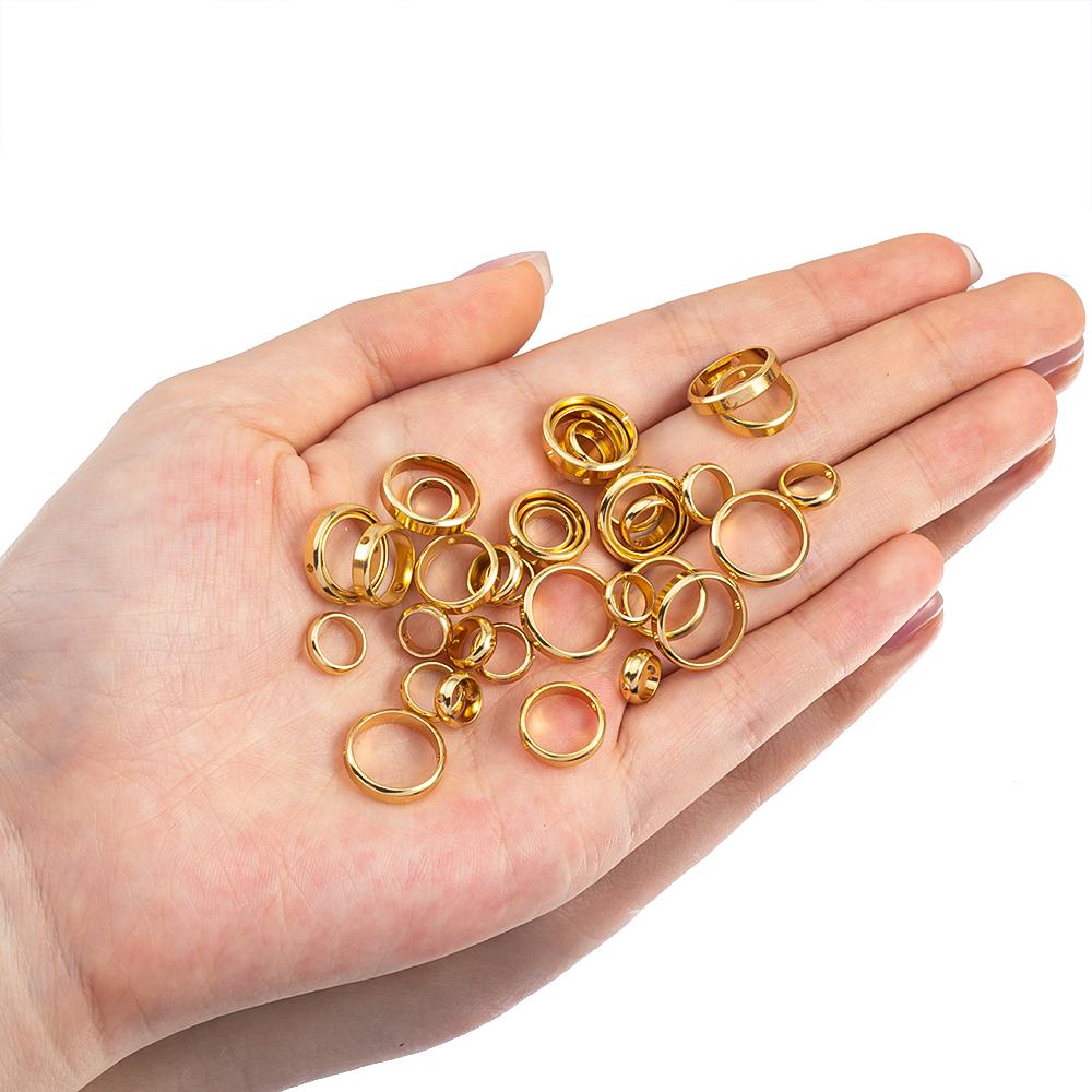 10pcs 5pcs 2 Hole Stainless Steel Round Frame Spacer Beads DIY Necklace Bracelet Earring Circle Connector Pendant Jewelry Making