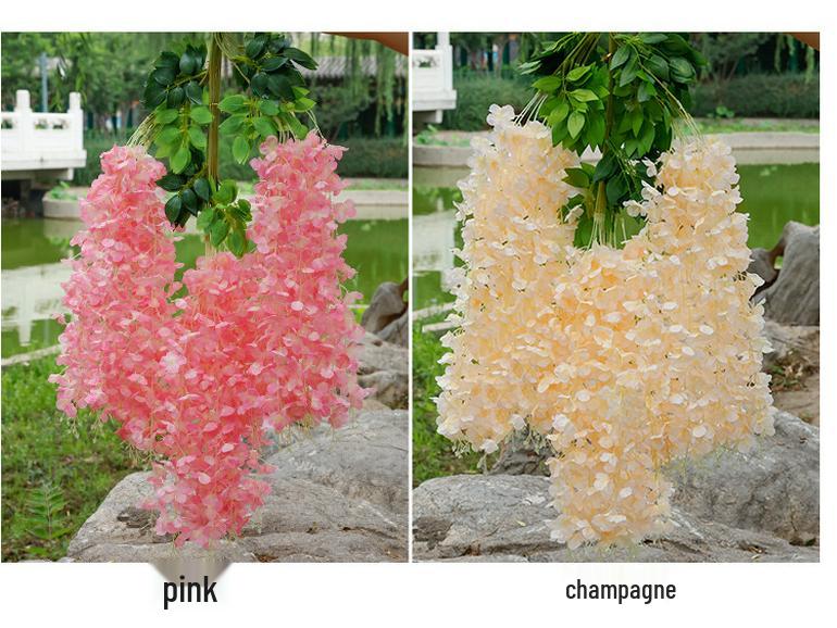 Artificial Wisteria Flower Garland: Violet Hanging Silk Vine for Weddings and Ceiling Decor