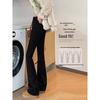 Women's Fleece-Lined High-Waisted Black Flared Denim Pants - 2025 Autumn/Winter Trend